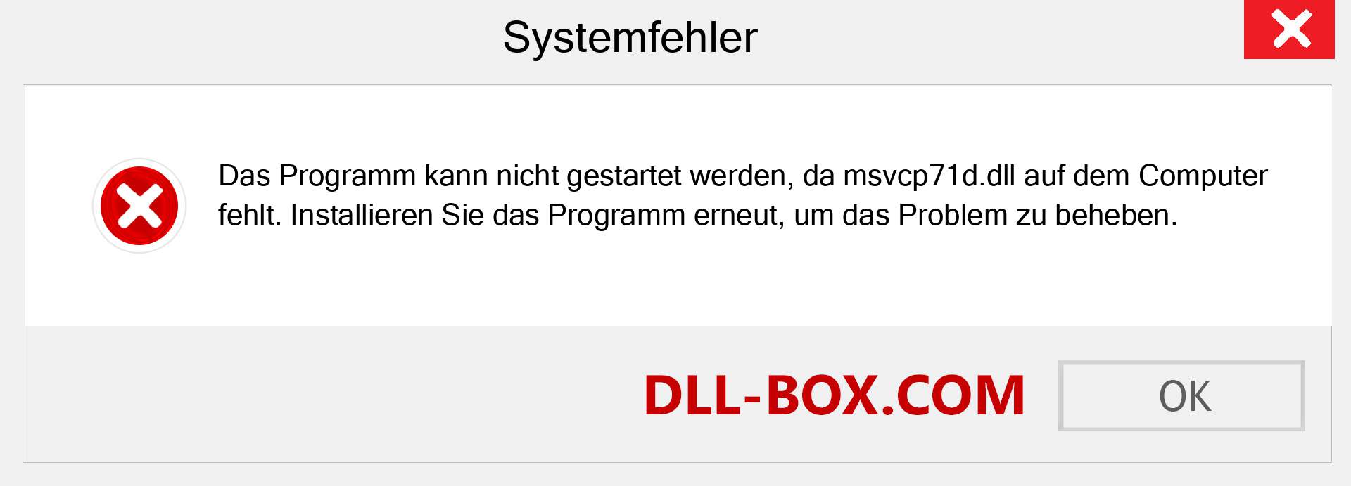 msvcp71d.dll-Datei fehlt?. Download für Windows 7, 8, 10 - Fix msvcp71d dll Missing Error unter Windows, Fotos, Bildern