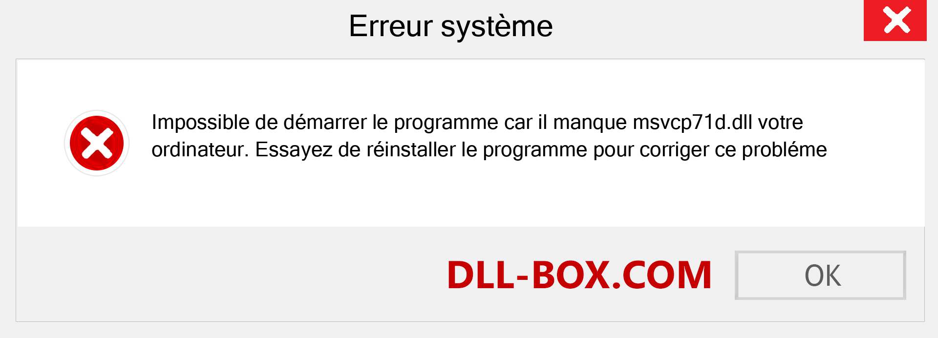Le fichier msvcp71d.dll est manquant ?. Télécharger pour Windows 7, 8, 10 - Correction de l'erreur manquante msvcp71d dll sur Windows, photos, images