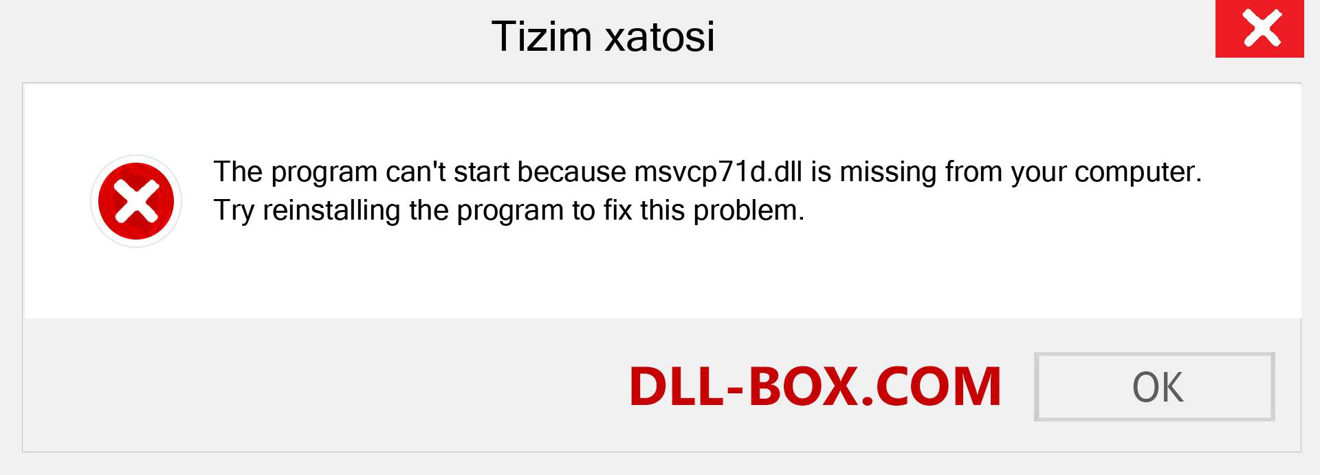 msvcp71d.dll fayli yo'qolganmi?. Windows 7, 8, 10 uchun yuklab olish - Windowsda msvcp71d dll etishmayotgan xatoni tuzating, rasmlar, rasmlar